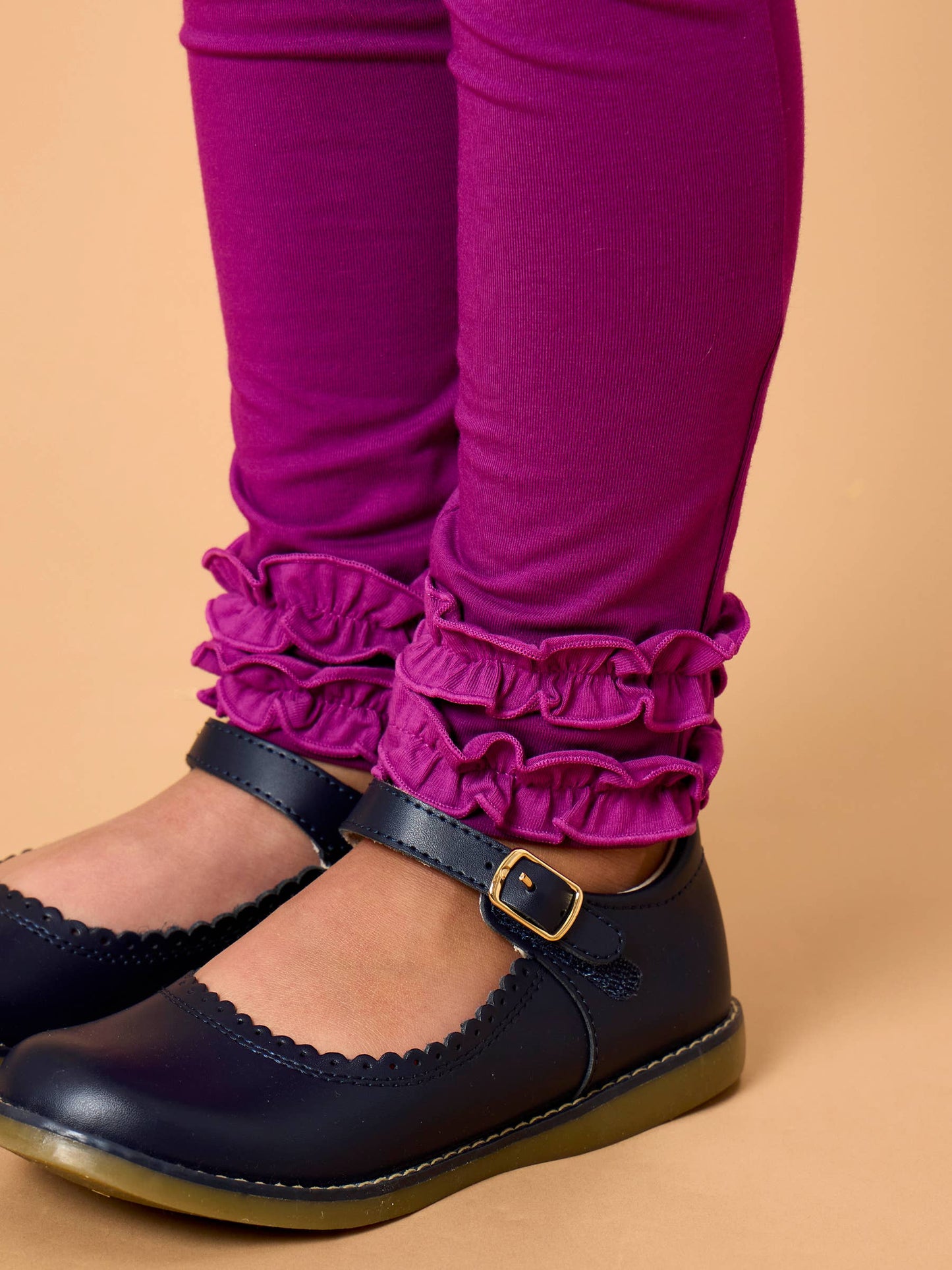 Toddler Girls Plum Tart Classic Ruffle Leggings with Signature Rear Ruffles