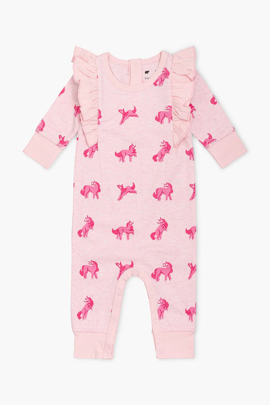 Double Ruffle Romper - Pink Unicorns