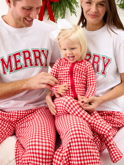 SoftSnooze™ Baby Cotton Modal Red & White Gingham Footed One Piece Pajama