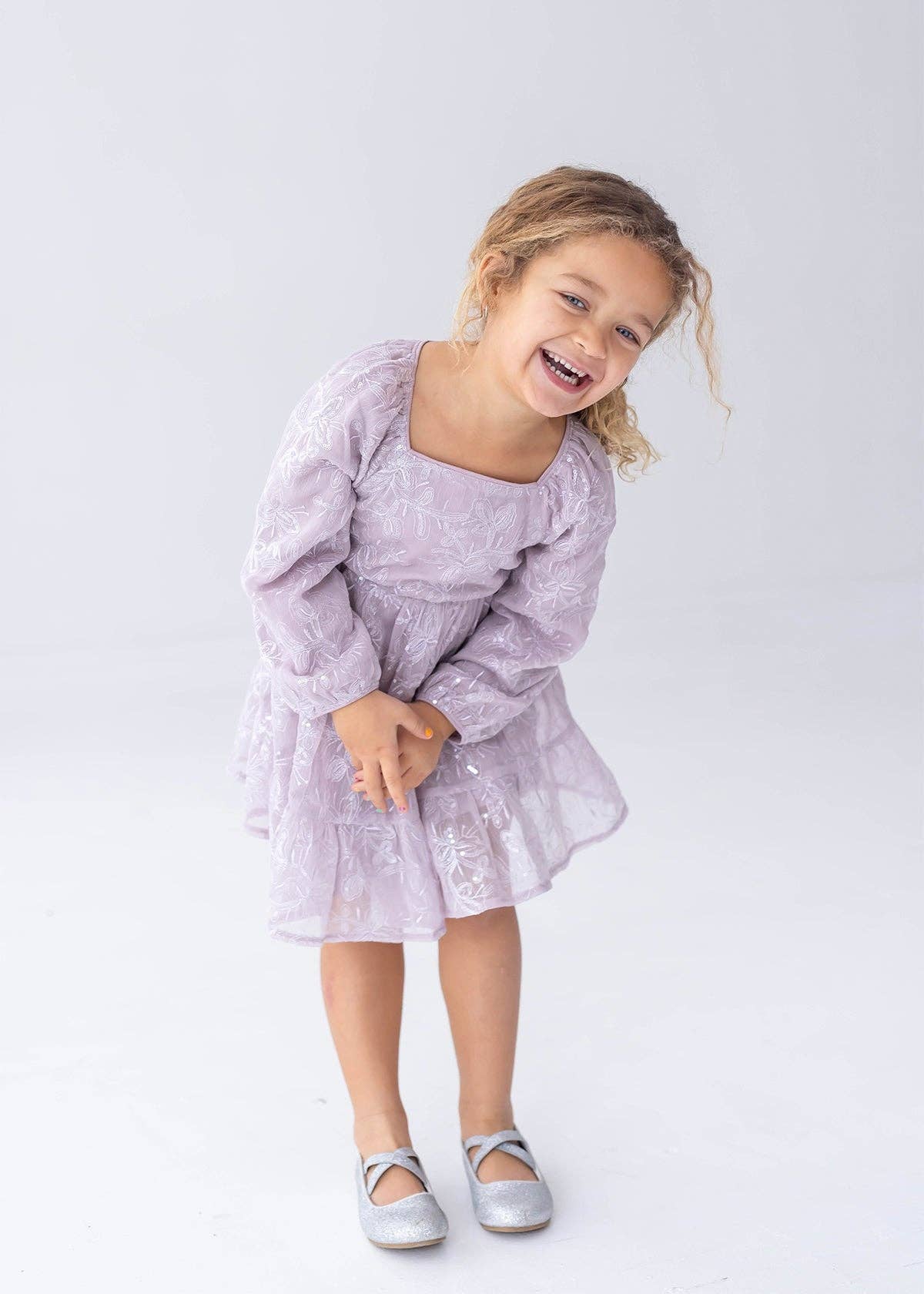 Sugarplum Sparkle Floral Embroidered Tiered Dress