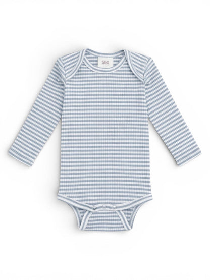 Dusty Blue Stripe / Ribbed Long Sleeve Bodysuit