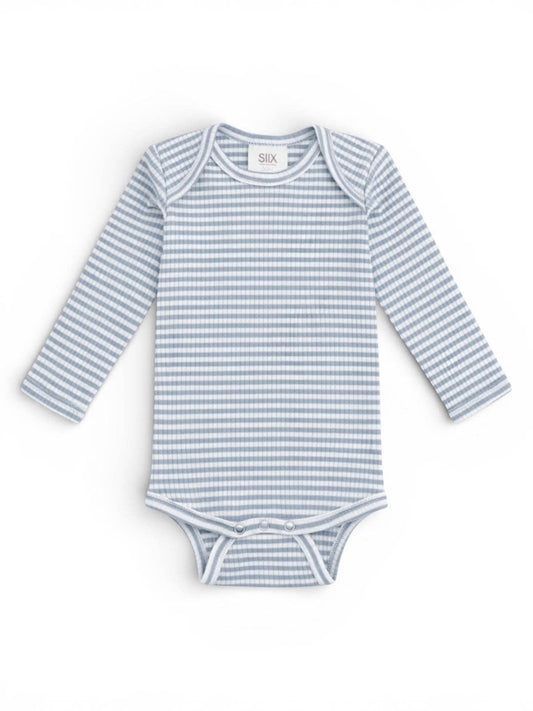 Dusty Blue Stripe / Ribbed Long Sleeve Bodysuit