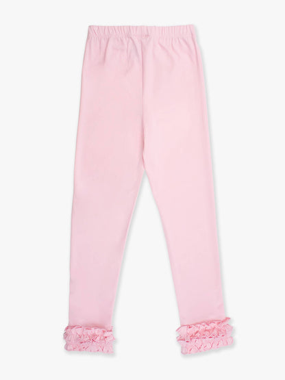 Girls Pink Classic Ruffle Leggings
