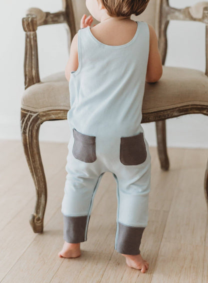 Organic Appliqué Harem Romper in Airplane