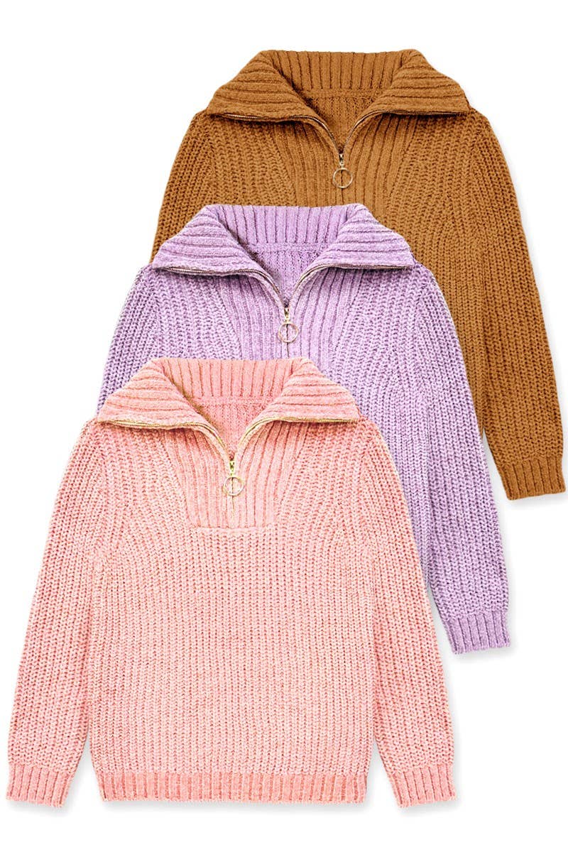 Zip Front Lurex Sweater