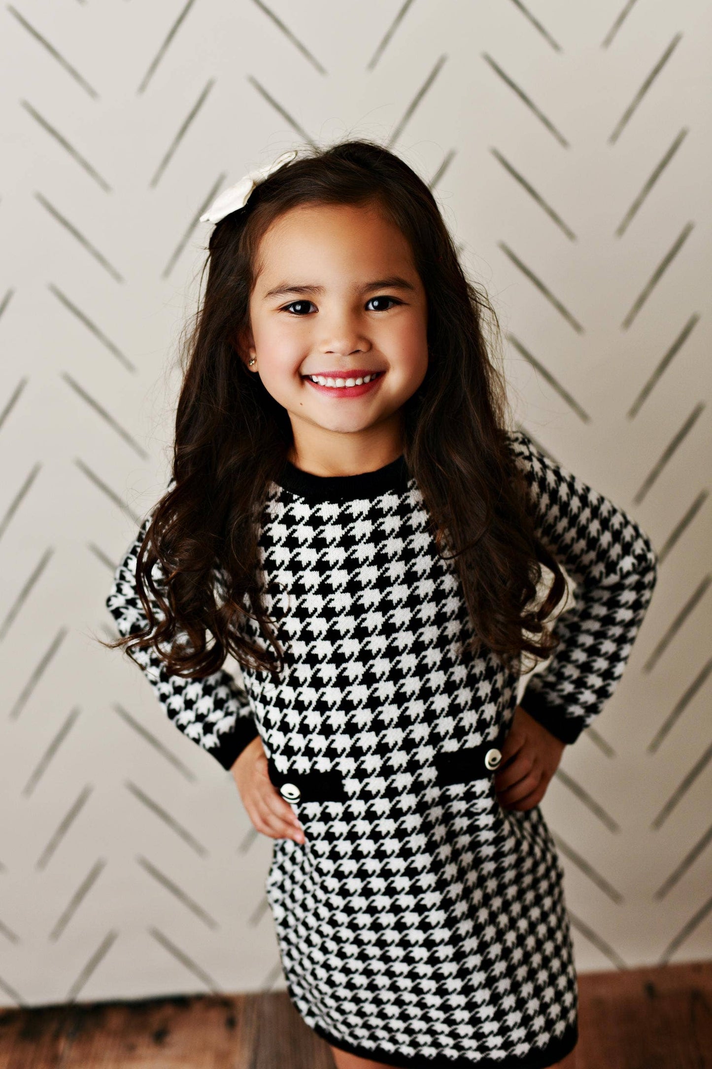 Houndstooth Check Sweater Dress – Wildflower Kids Houndstooth Check Sweater Dress – Wildflower Kids