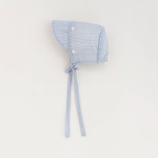 Blue Stripe Seersucker Bonnet Baby