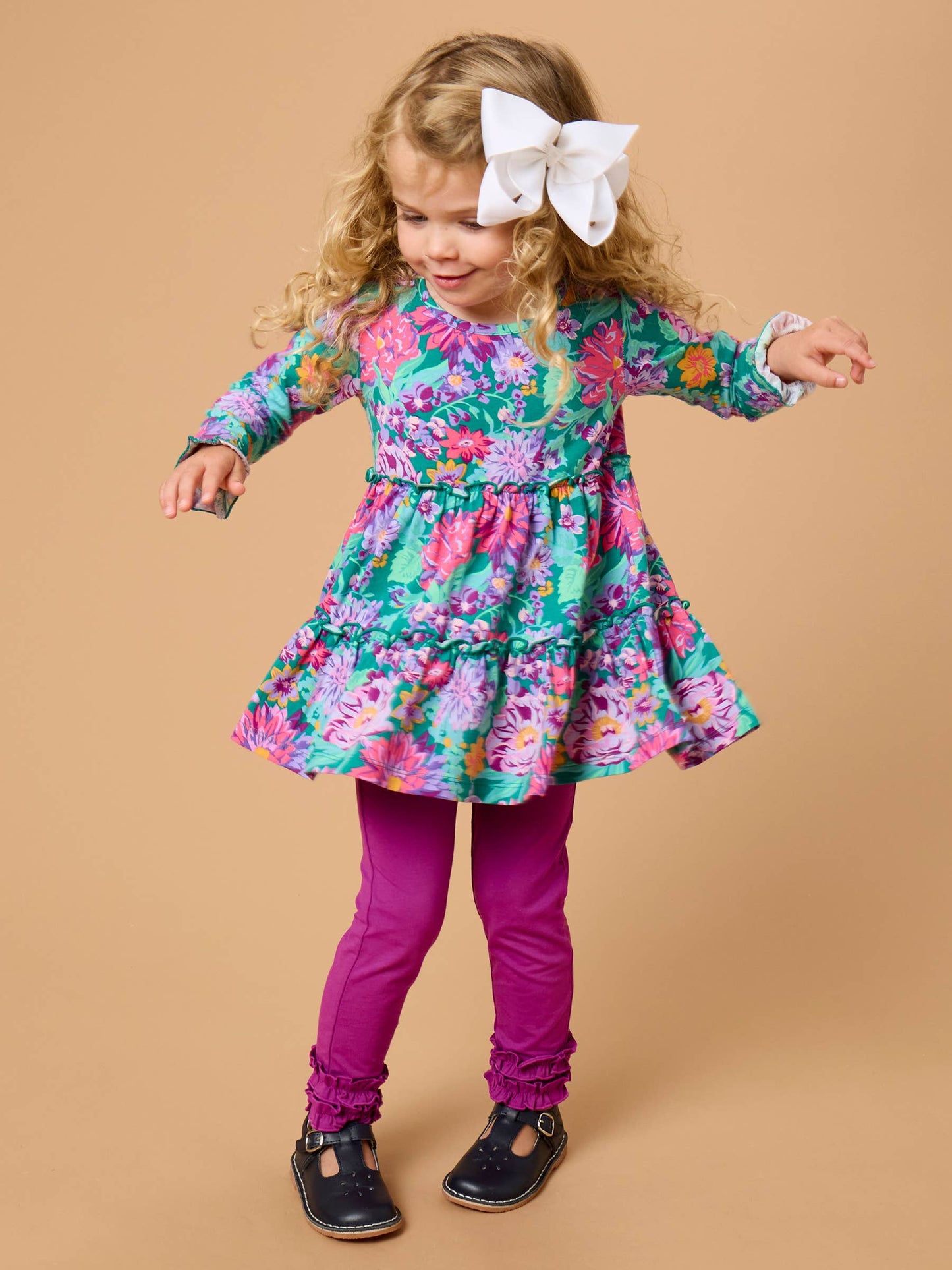 Toddler Girls Plum Tart Classic Ruffle Leggings with Signature Rear Ruffles