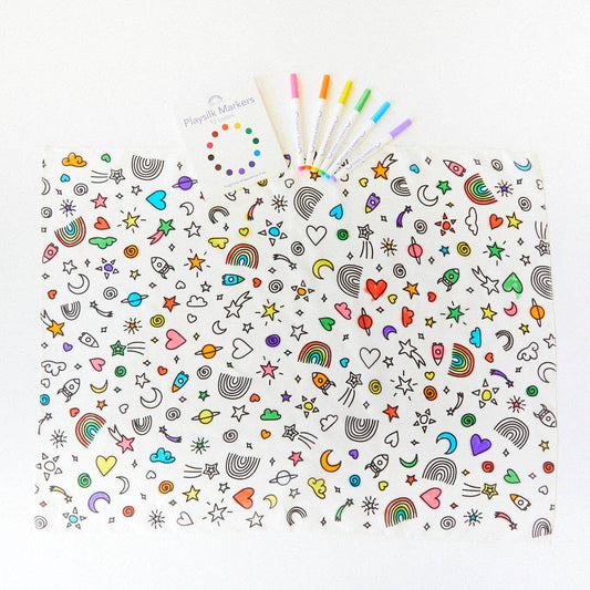 Rainbow Sky Coloring Seek and Find & Playsilk Markers