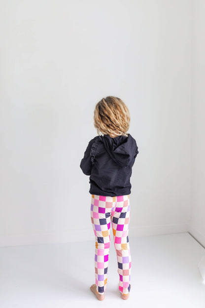 Ruffle Hoodie & Checkered Leggings Fall Set