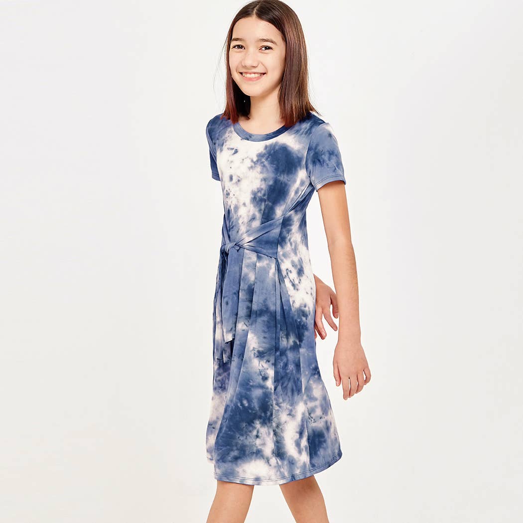 Tie Waist Tie-Dye Midi Dress