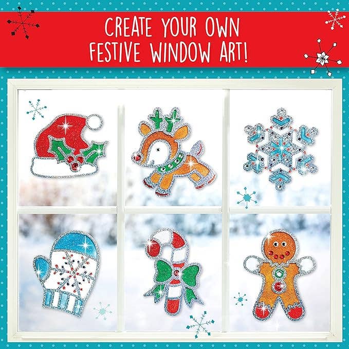 Holiday Easy Sparkle Window Art DIY Craft Kit for Kids