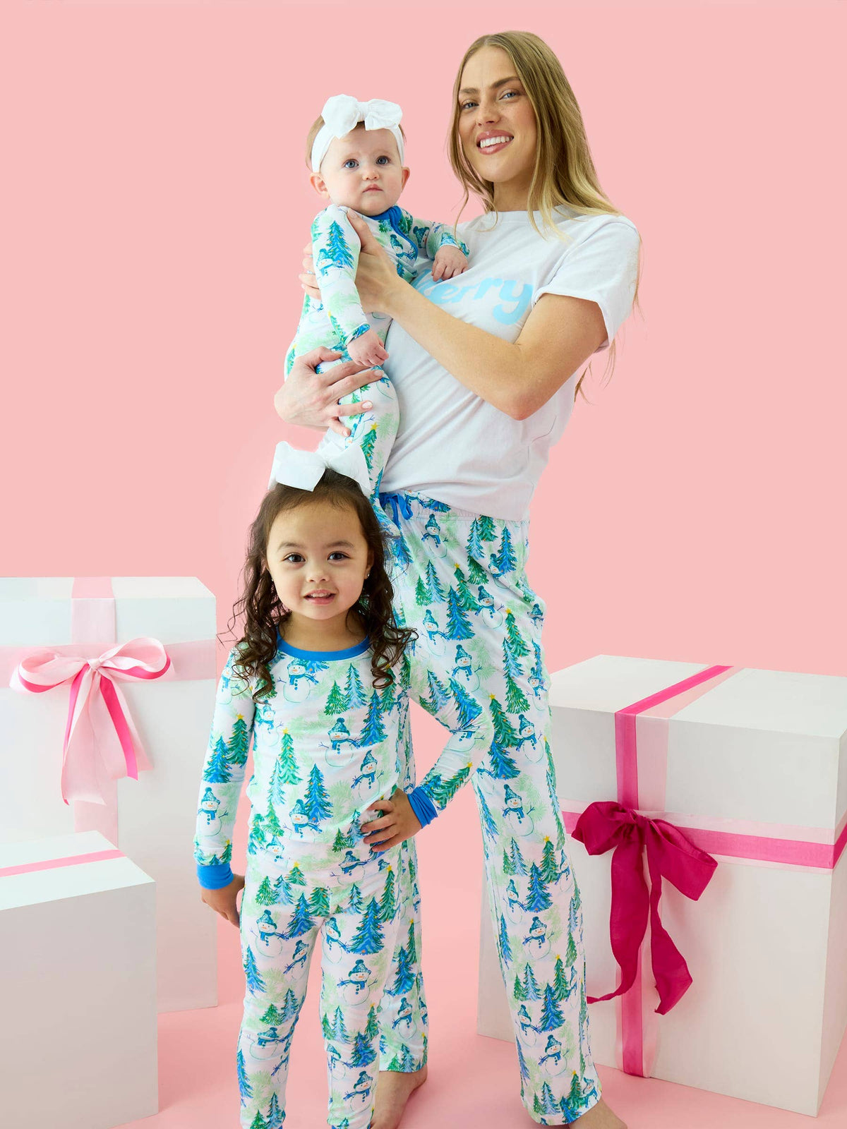 SoftSnooze™ Baby Bamboo Viscose Blue Snowman Grove Footed One Piece Pajama