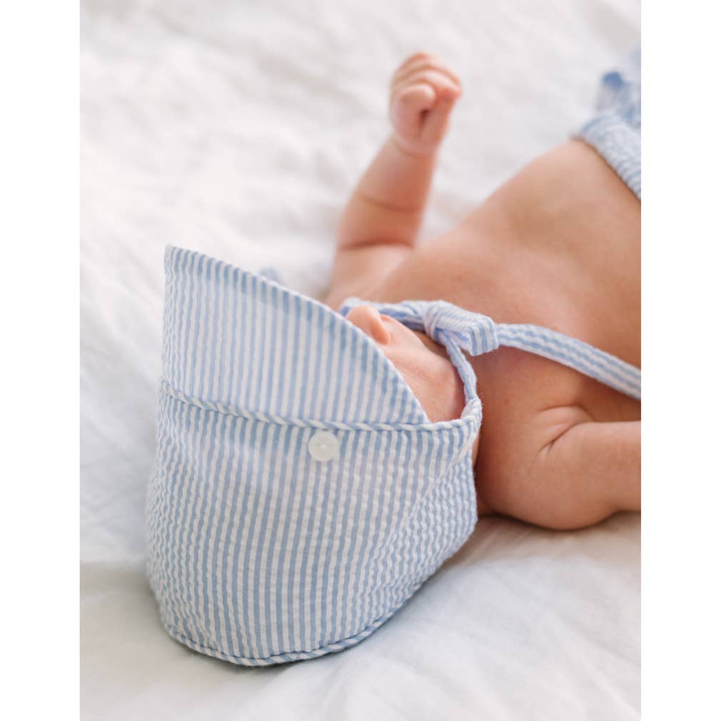 Blue Stripe Seersucker Bonnet Baby