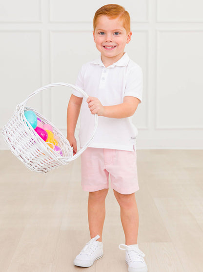 Boys Pink Stretch Chino Shorts