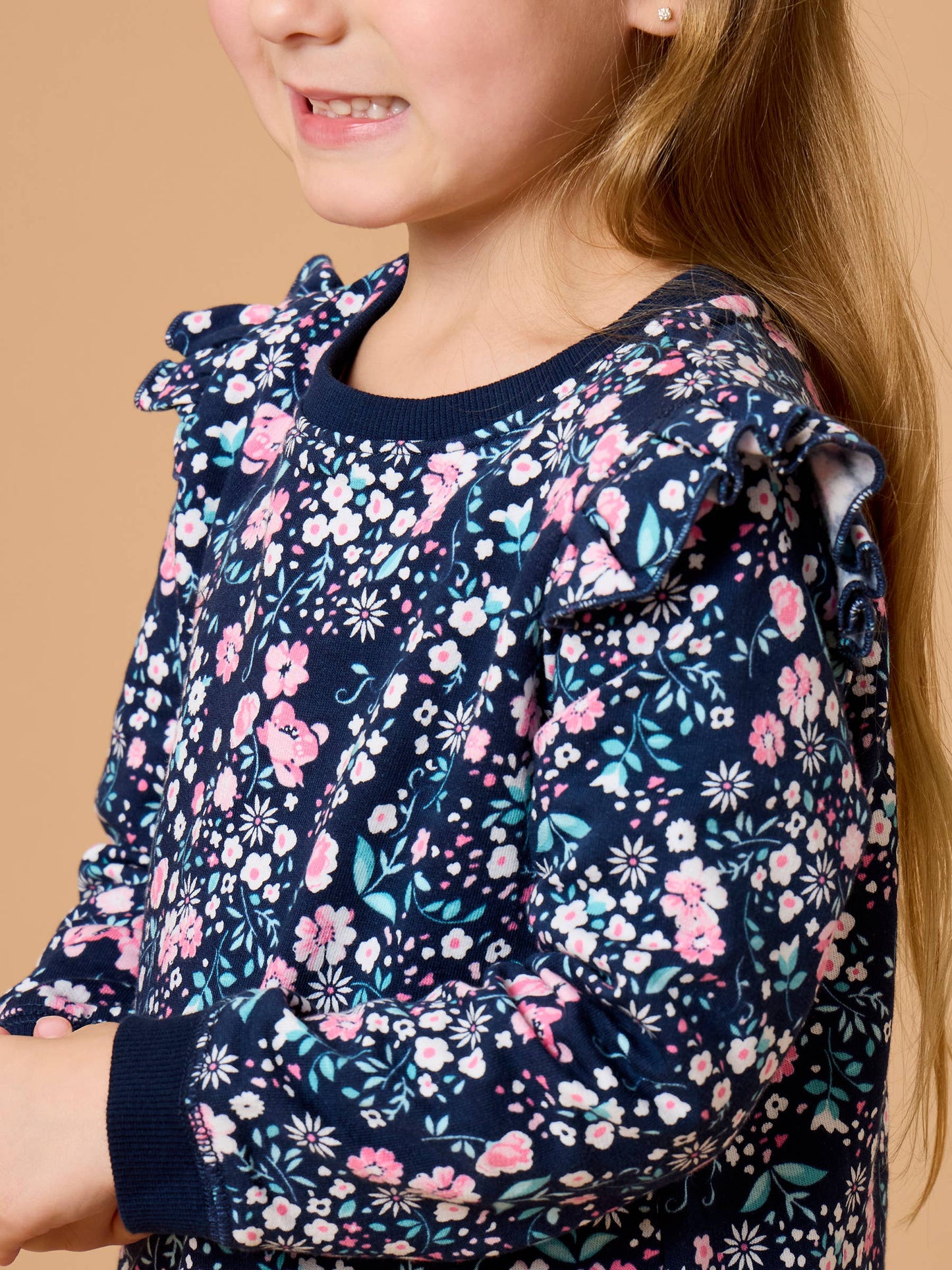 Toddler Girls Moonlit Meadow Flutter Sweatshirt Jogger Set with Signature Rear Ruffles