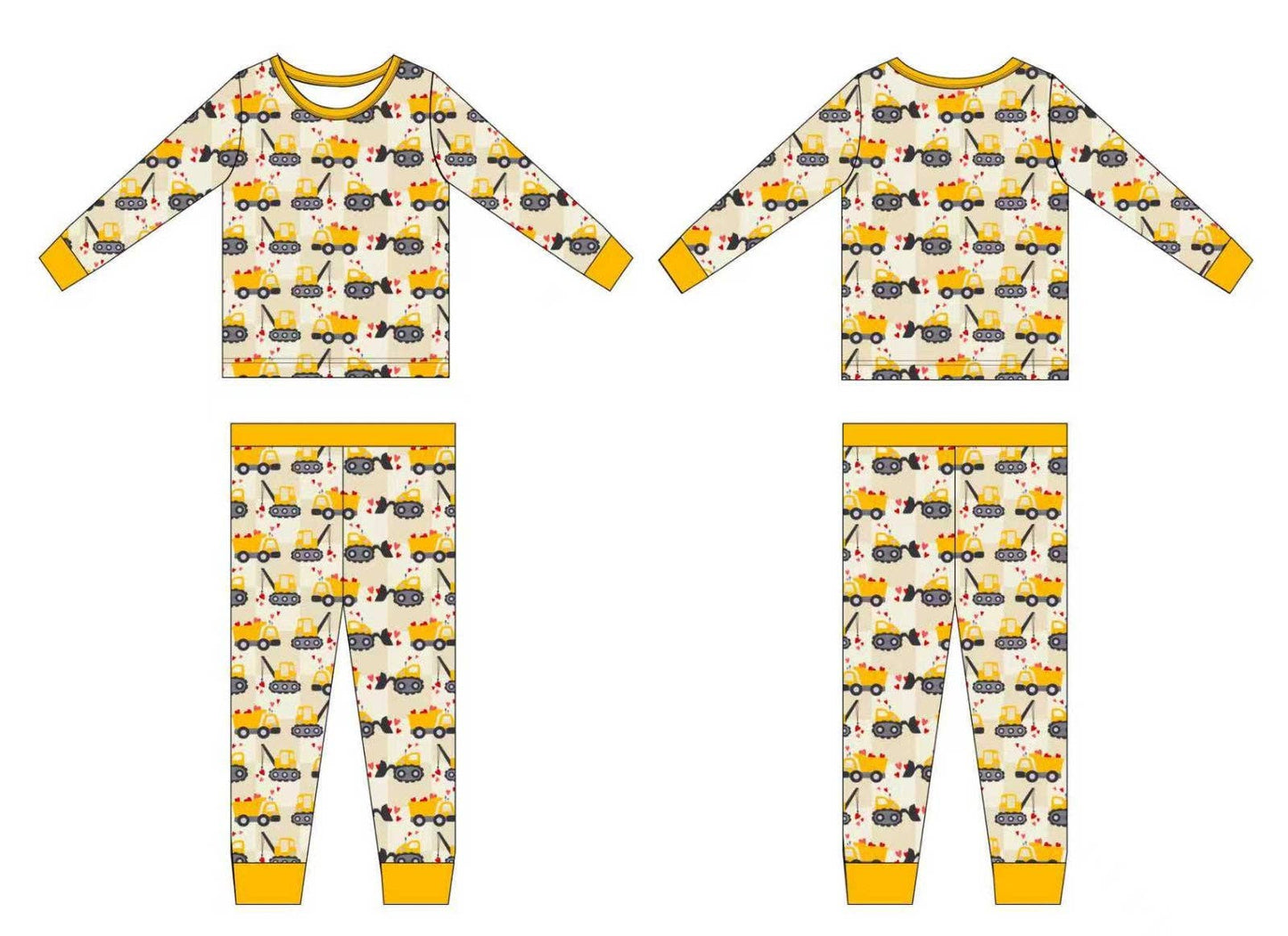 Valentine's Day Construction Two-Piece Bamboo Pajamas