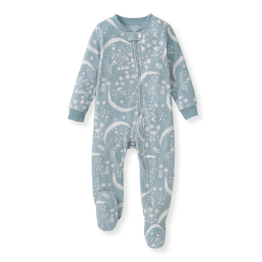 Celestial Moon polarbee™ Repreve® Fleece Pajamas - Mountain Blue