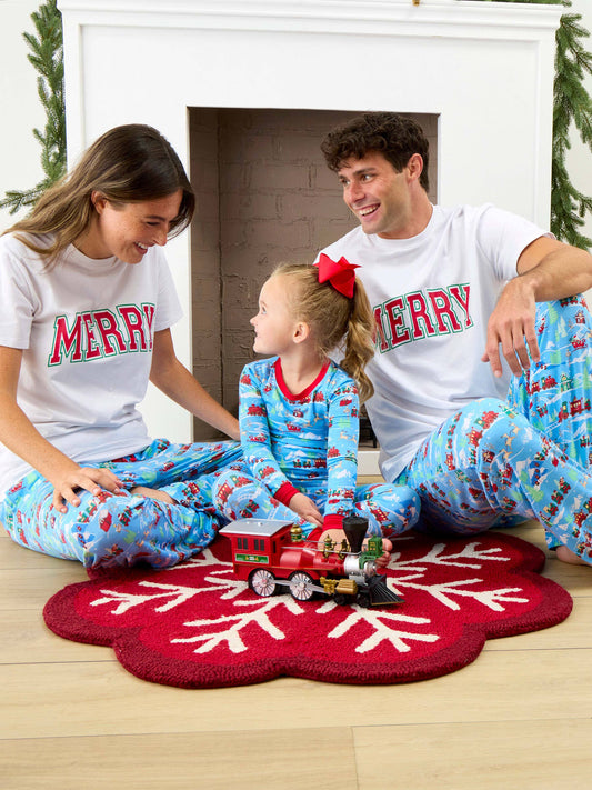 SoftSnooze™ Baby Bamboo Viscose Winter Wonderland Christmas Train Express Convertible One Piece Footie Pajama