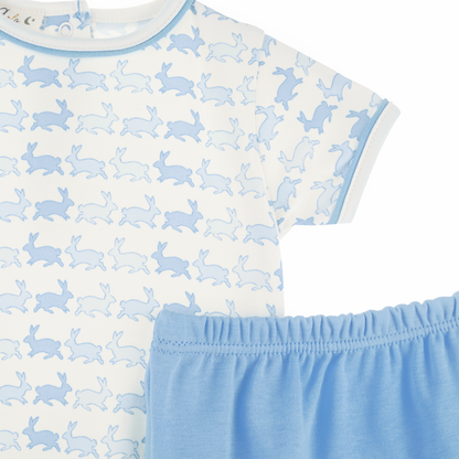 Bunny Hop Diaper Cover Set - Sky