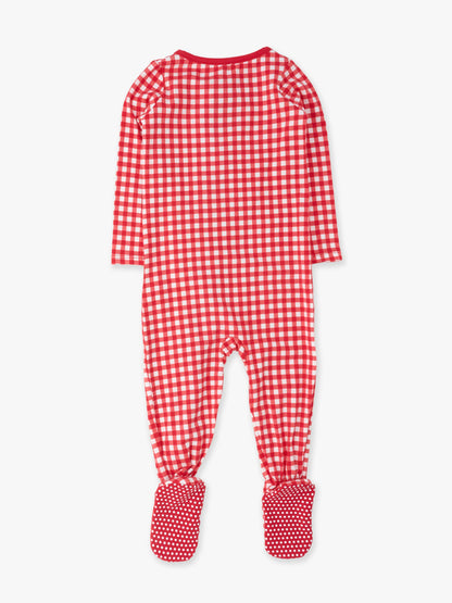 SoftSnooze™ Baby Cotton Modal Red & White Gingham Footed One Piece Pajama