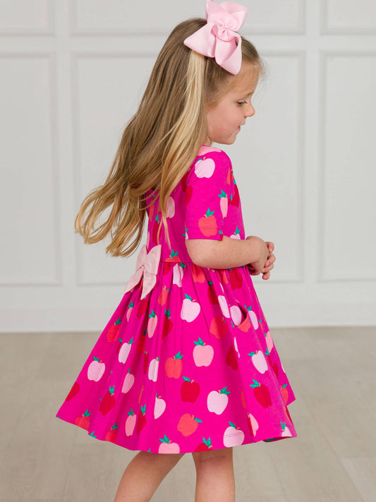 Girls Apple of My Eye Short Sleeve Knit Twirl Dress