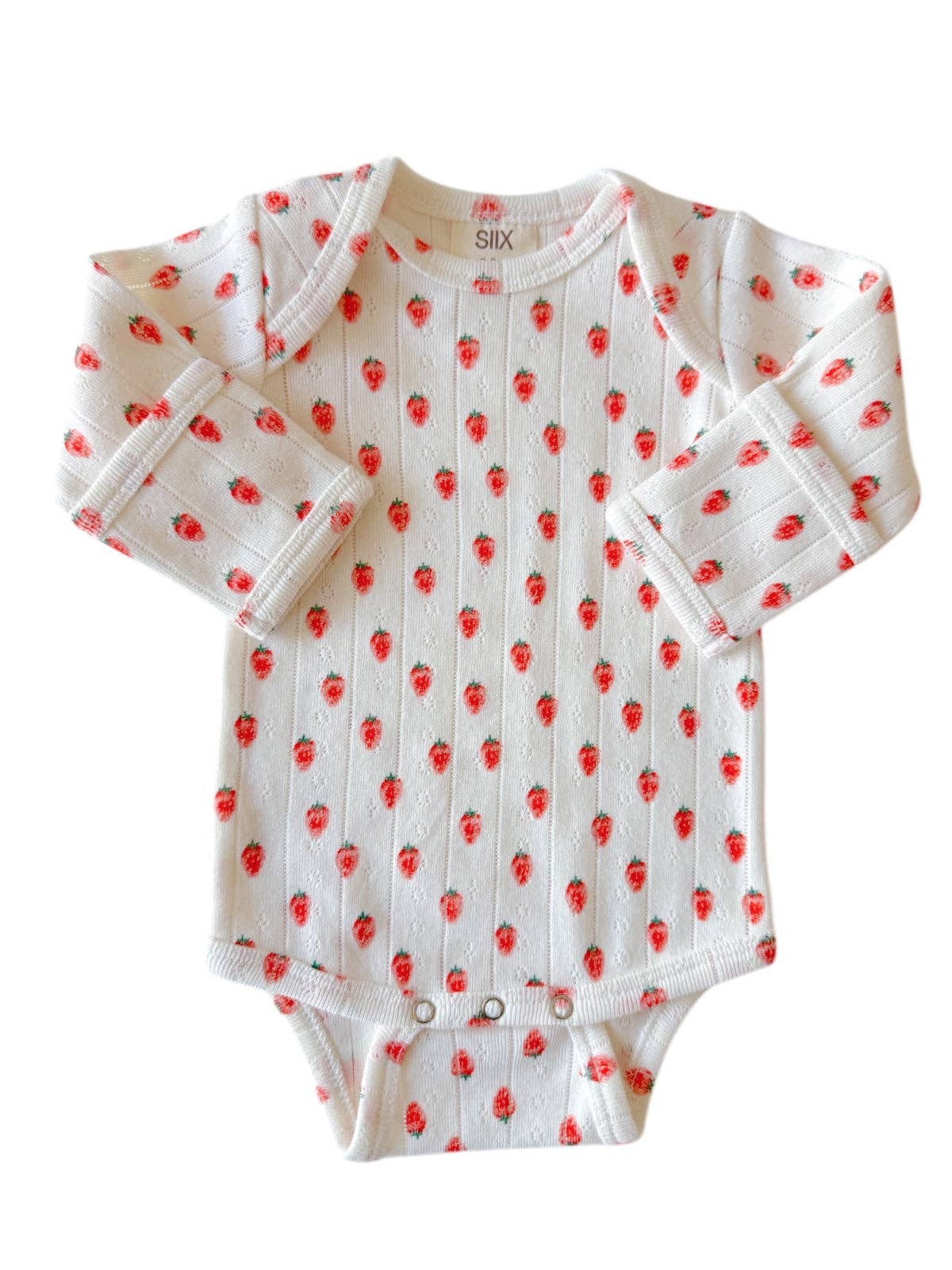 White Strawberry / Organic Pointelle Long Sleeve Bodysuit