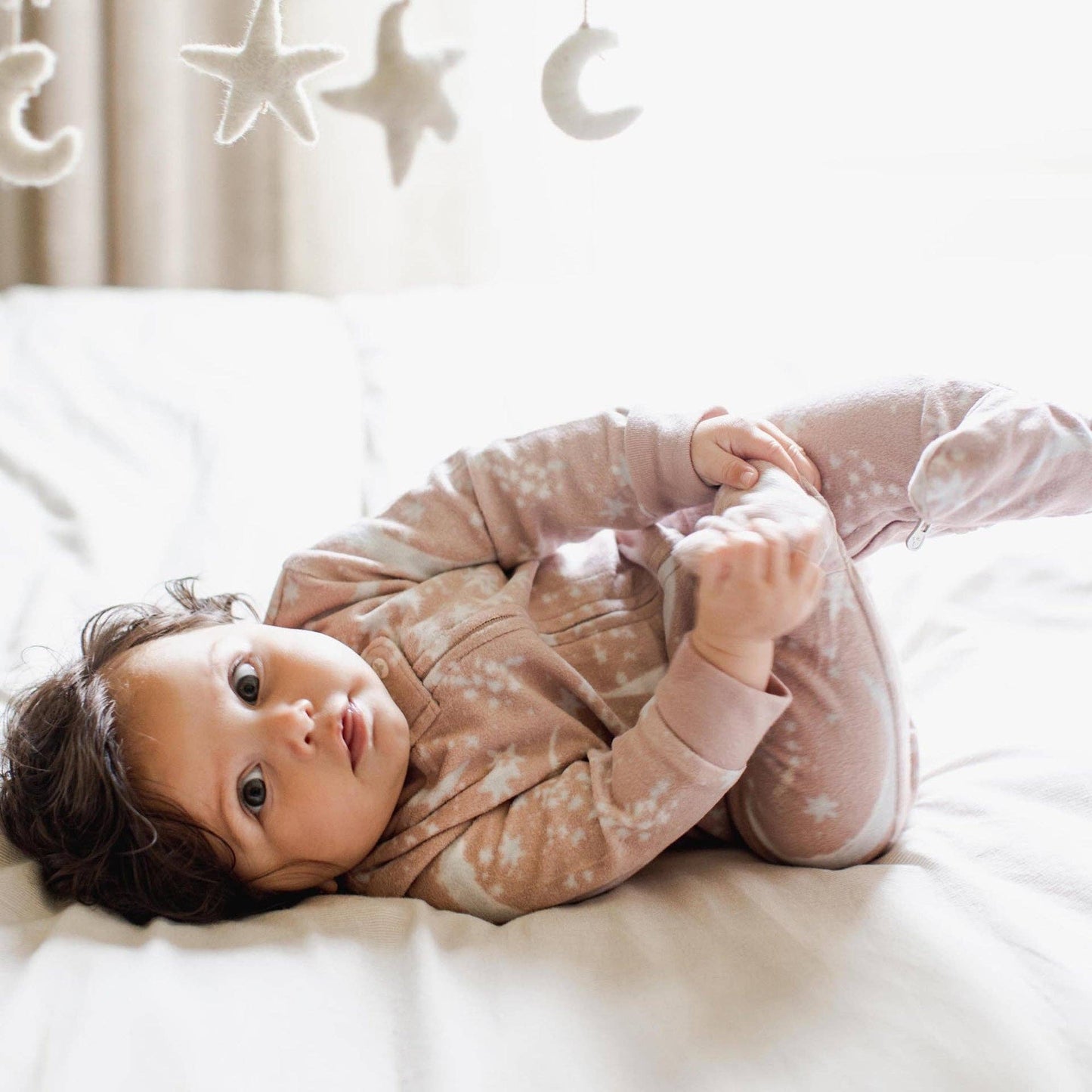Celestial Moon polarbee™ Repreve® Fleece Pajamas - Organic Rose