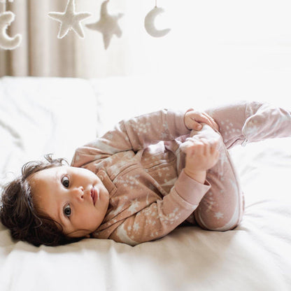 Celestial Moon polarbee™ Repreve® Fleece Pajamas - Organic Rose