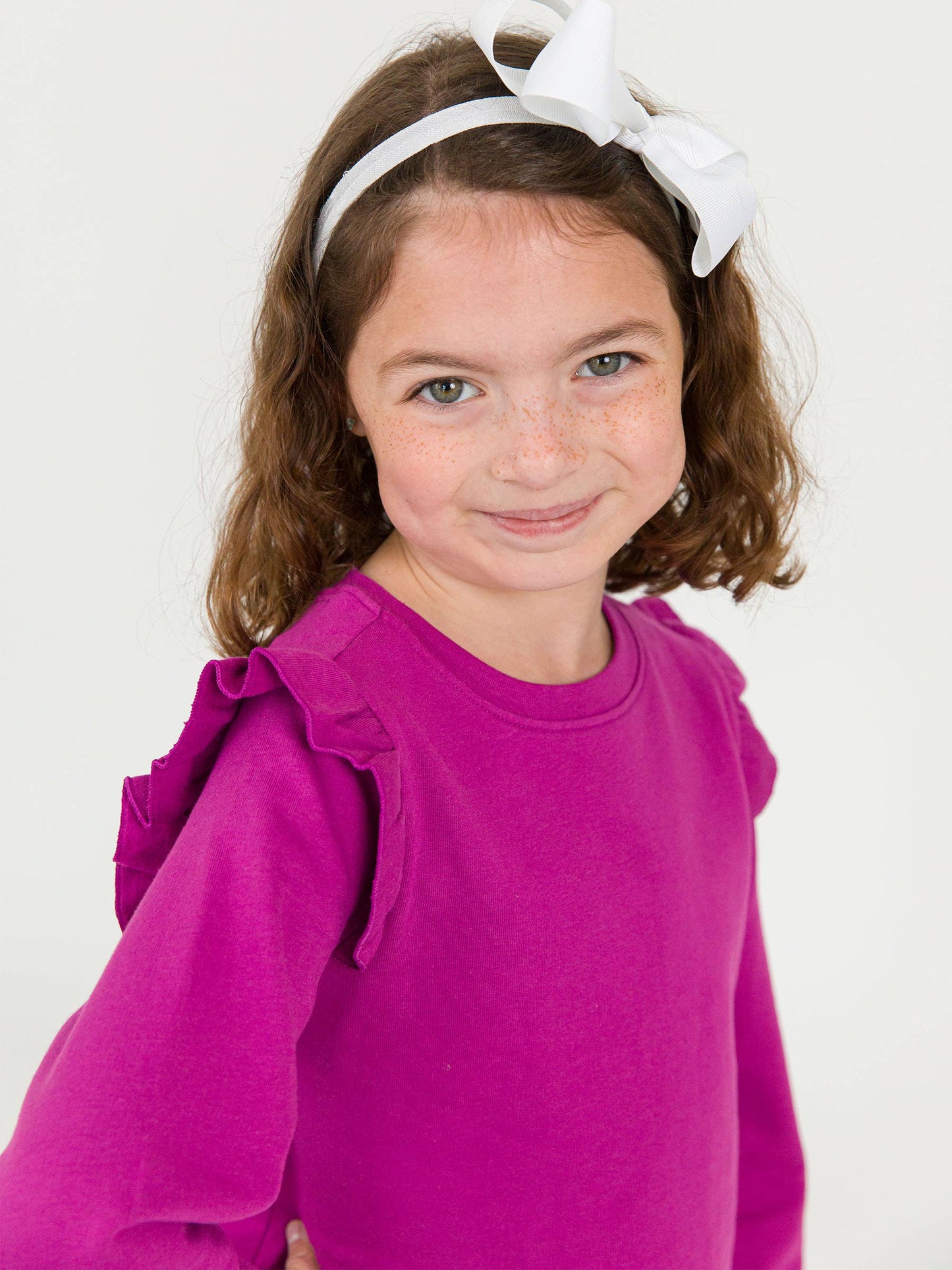 Girls Plum Tart Knit Flutter Sweatshirt