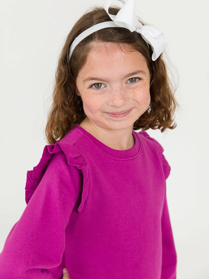 Girls Plum Tart Knit Flutter Sweatshirt