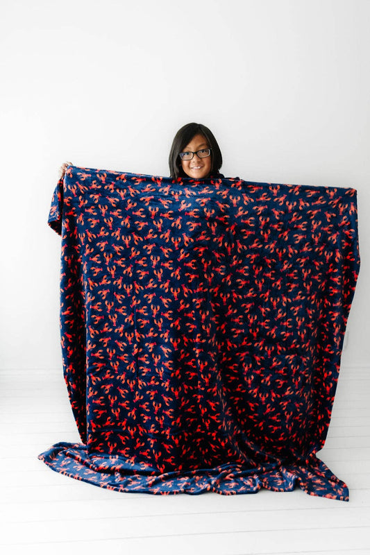 Plush Blanket-Navy Lobsters