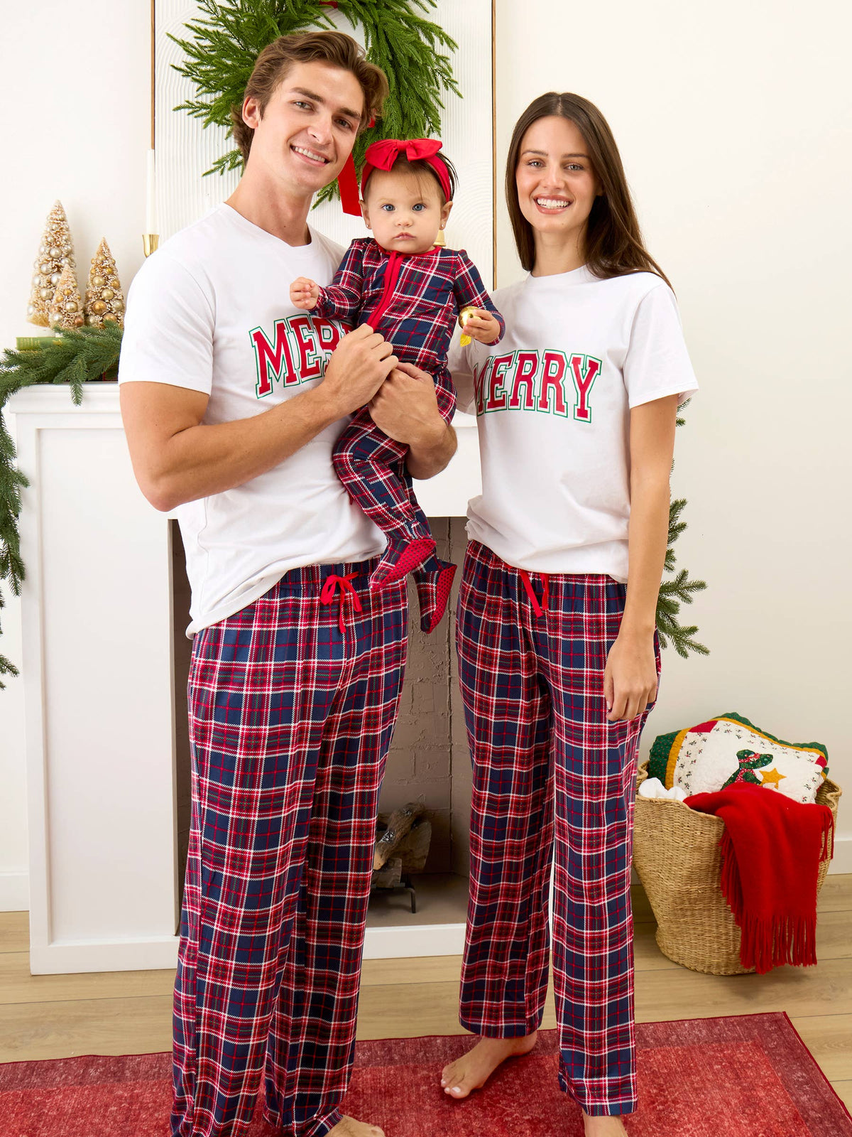 SoftSnooze™ Baby Bamboo Viscose Navy Nicholas Plaid Footed One Piece Pajama
