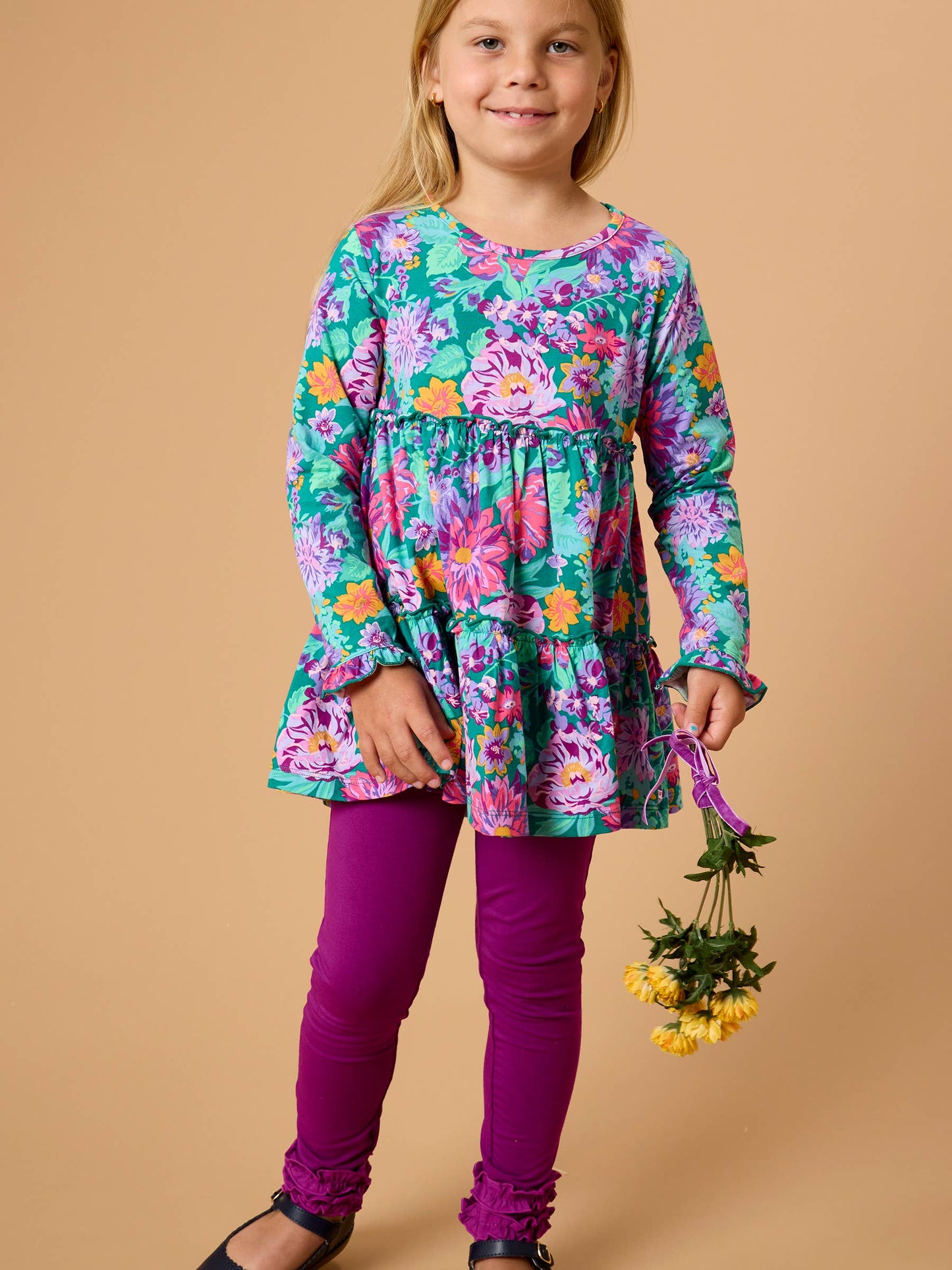 Girls Plum Tart Classic Ruffle Leggings