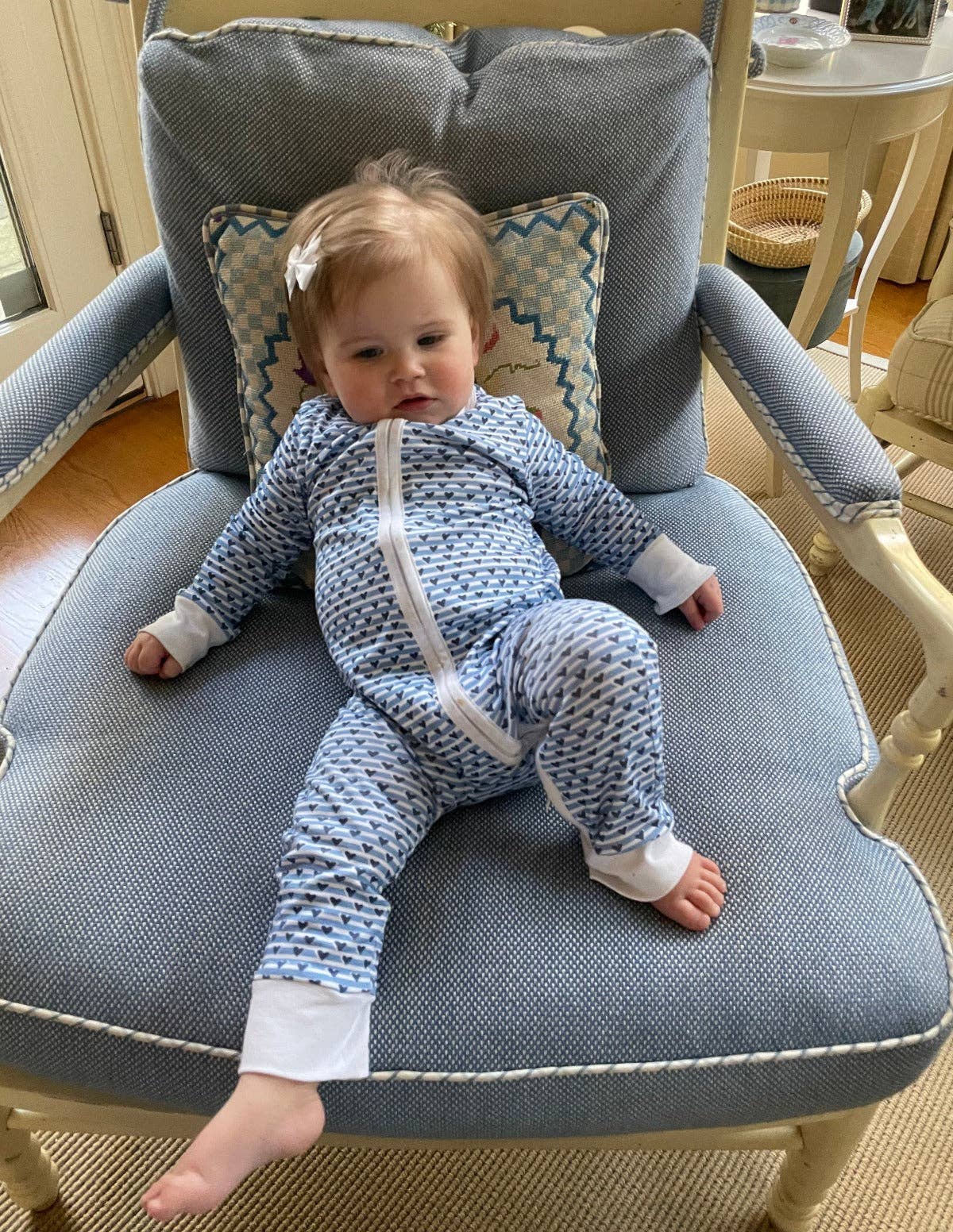 Sailor Hearts Zip Baby Onesie