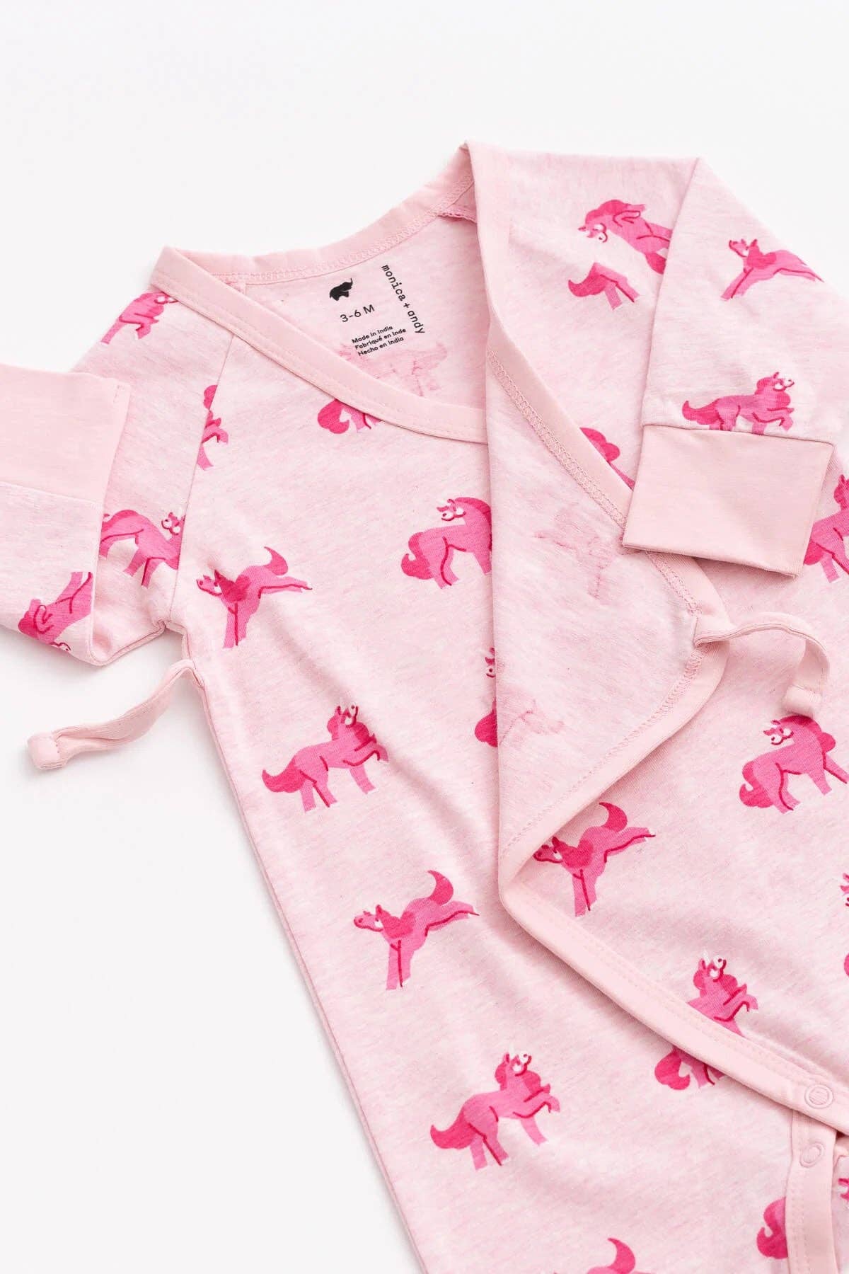 Kimono Tie One Piece - Pink Unicorns