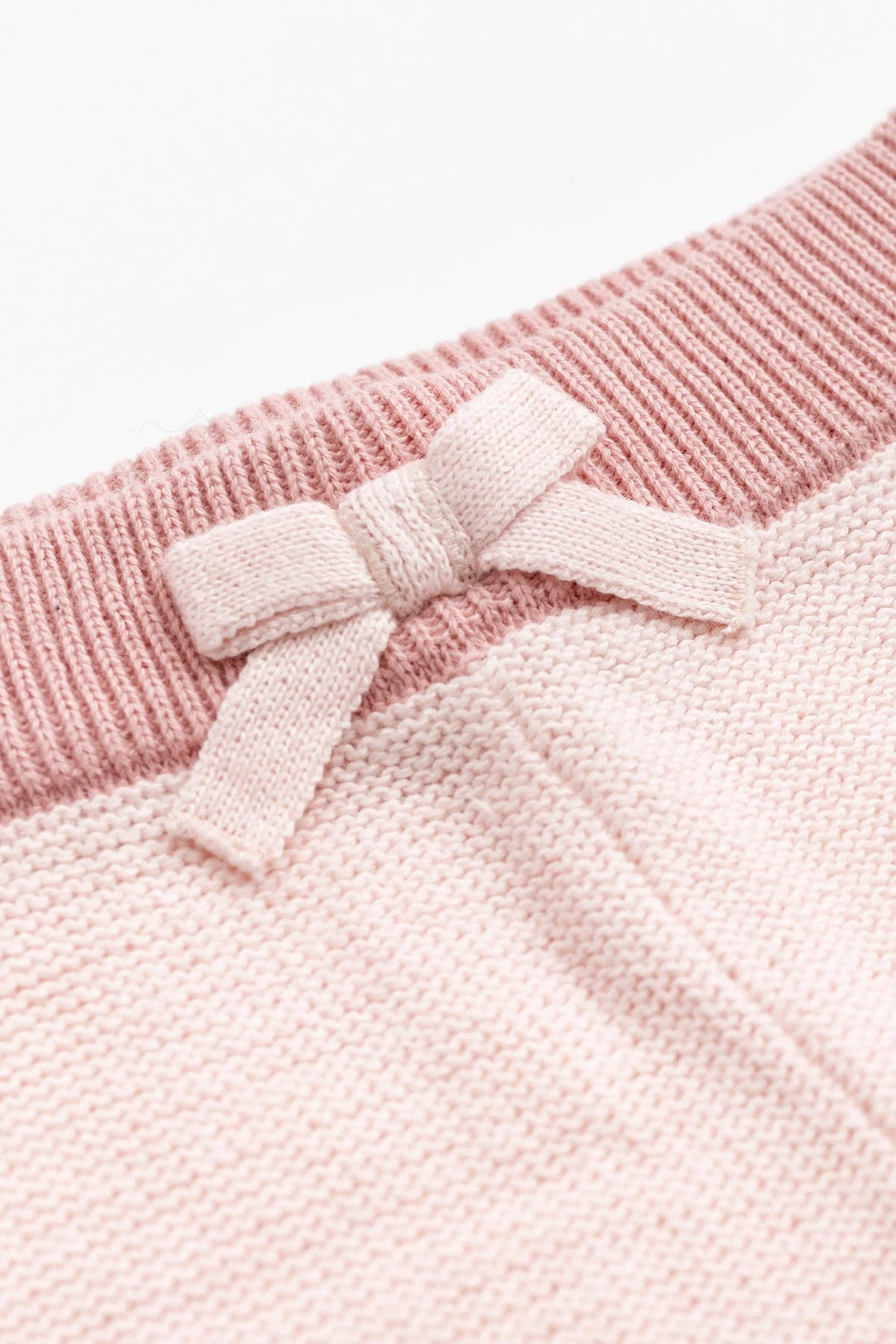 Little Darling Knit Top + Bottom - Pink Heart on Pink