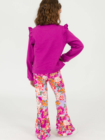 Girls Plum Tart Knit Flutter Sweatshirt