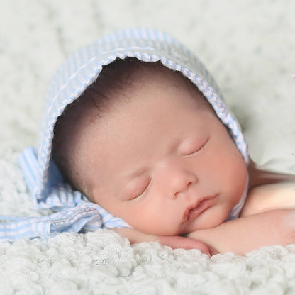 Blue Stripe Seersucker Bonnet Baby