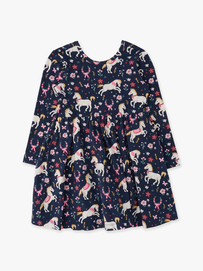 Girls Pony Petals Knit Long Sleeve Twirl Dress