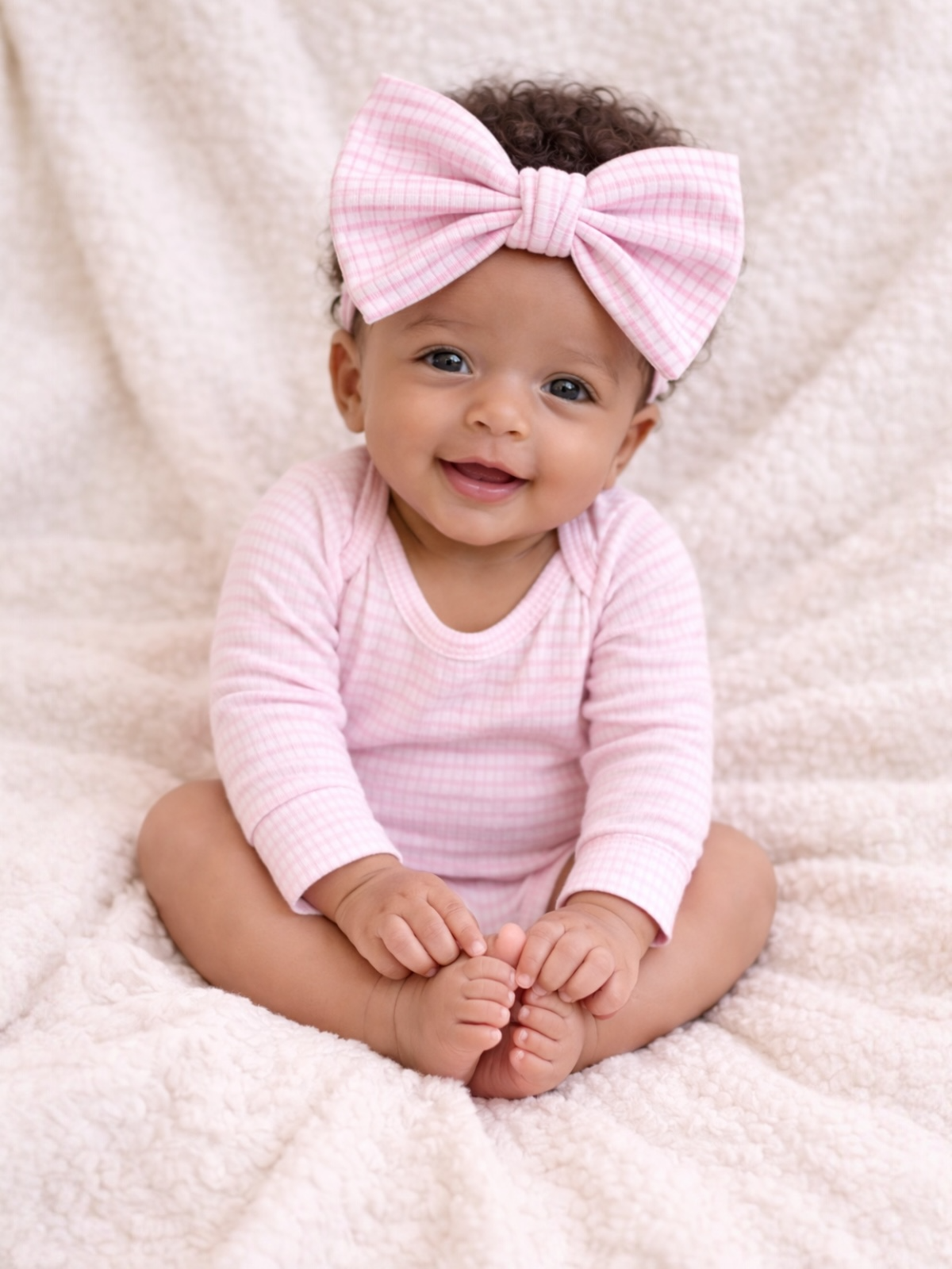 Pink Stripe / Ribbed Long Sleeve Bodysuit