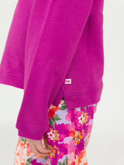 Girls Plum Tart Knit Flutter Sweatshirt