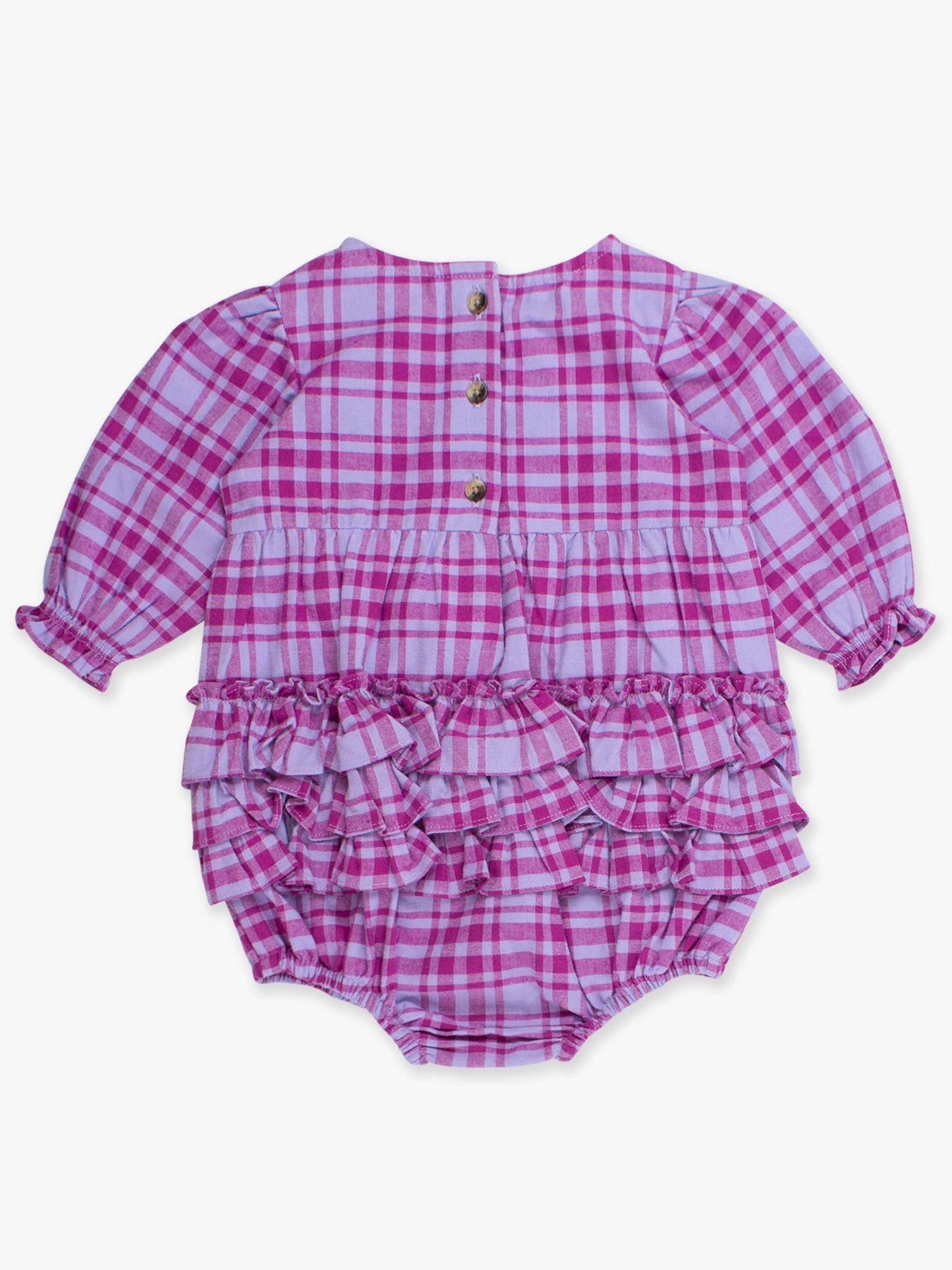 Harper Plaid Woven Long Sleeve Bubble Romper