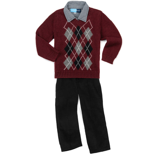 Argyle Sweater 3-Piece Set