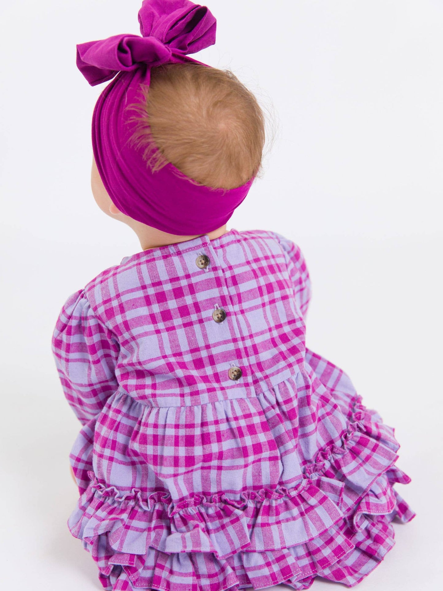 Harper Plaid Woven Long Sleeve Bubble Romper