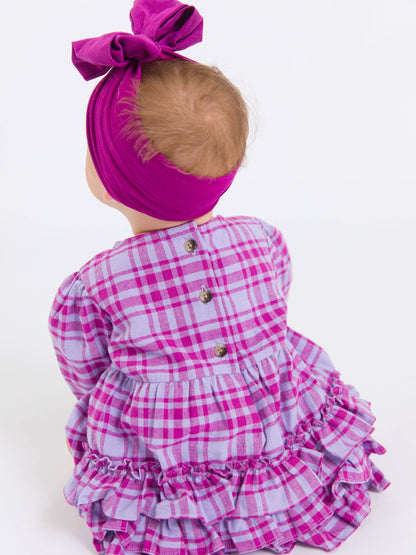Harper Plaid Woven Long Sleeve Bubble Romper