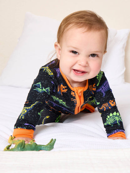 SoftSnooze™ Baby Bamboo Viscose Prehistoric Dinosaur Pals Glow-In-The-Dark Convertible One Piece Footie Pajama