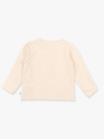 Boys Heather Oatmeal Knit Long Sleeve Henley Tee