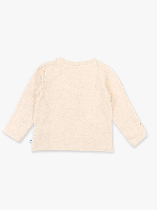 Boys Heather Oatmeal Knit Long Sleeve Henley Tee