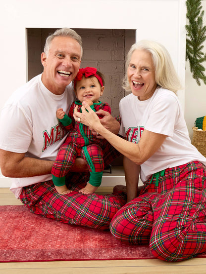 SoftSnooze™ Baby Bamboo Viscose Red Nicholas Plaid Convertible One Piece Footie Pajama
